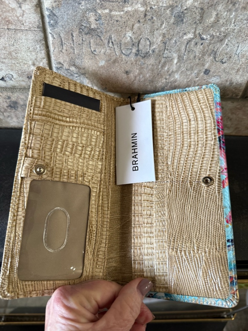 Brahmin Blue Tropical Eliza Tote Bag in Multi-Banner w/ wallet - Picture 9 of 14